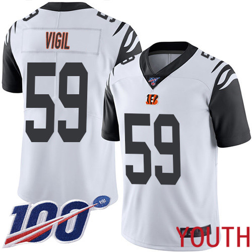 Cincinnati Bengals Limited White Youth Nick Vigil Jersey NFL Footballl #59 100th Season Rush Vapor Untouchable